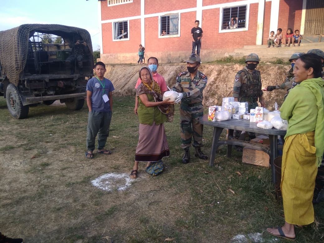  With the assistance of Nungba legal aid clinic PLV, 165 TA Nungba post is helping to poor and needy households of Rongdai village and Nungba village, little essential commodities